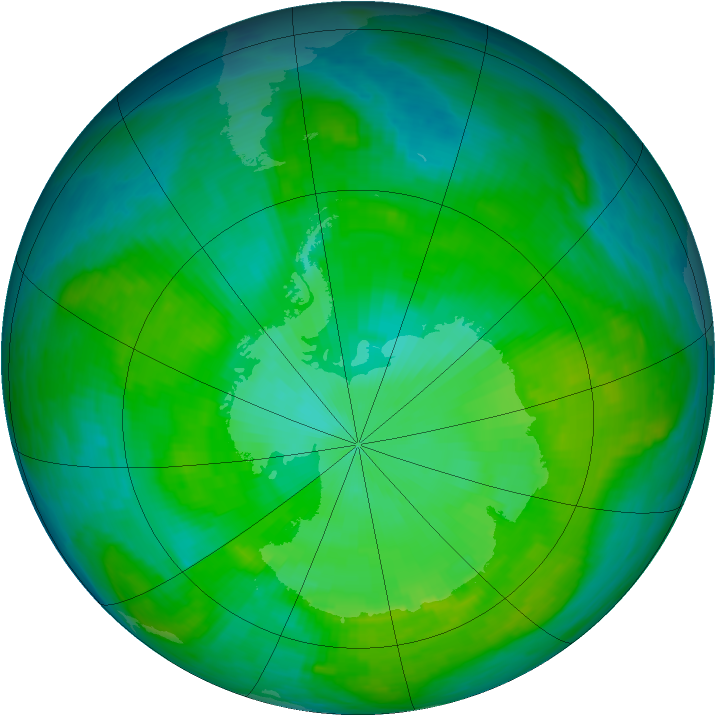 Antarctic ozone map for 30 December 1986